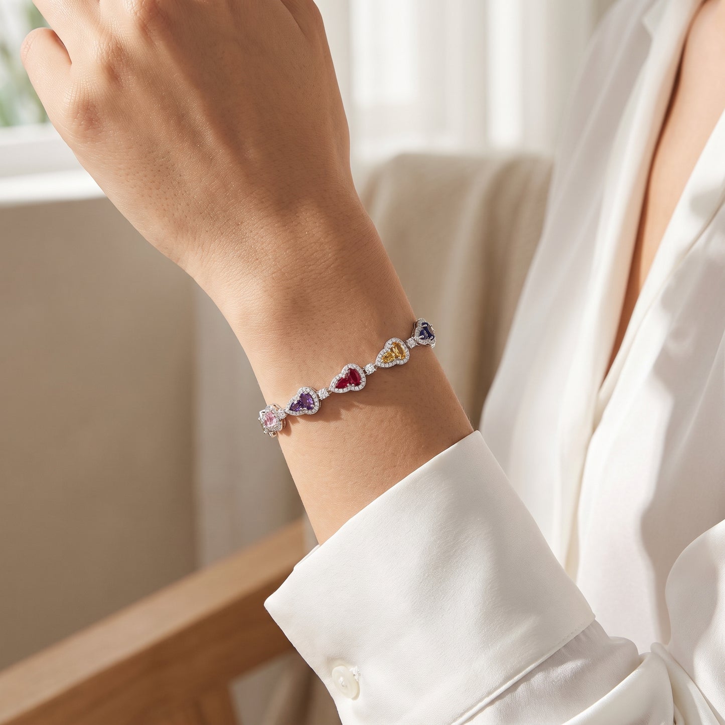 Gourd-Shaped / Double-Lobed CZ Link Tennis Bracelet