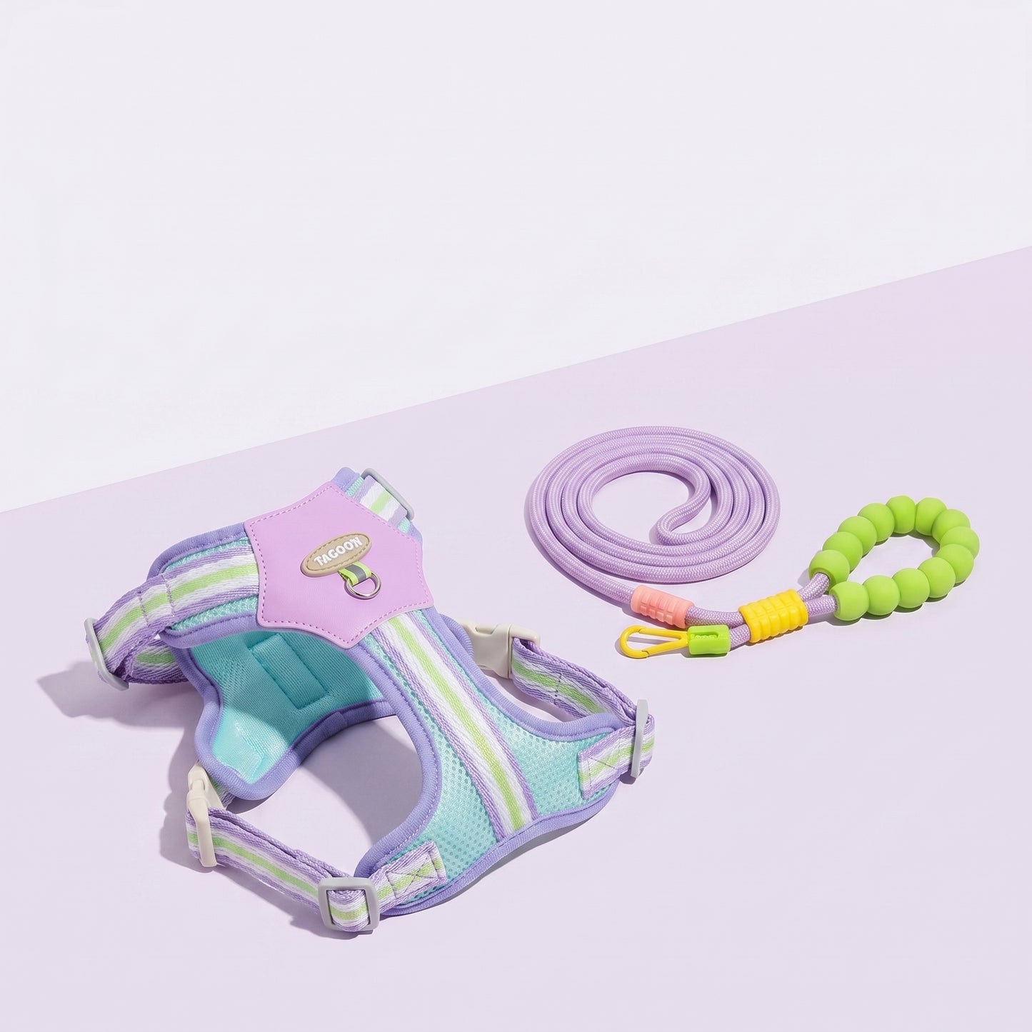 Dreamy Candy-colored Padded Harness + Cloud-feel Grip Leash Walk Kit
