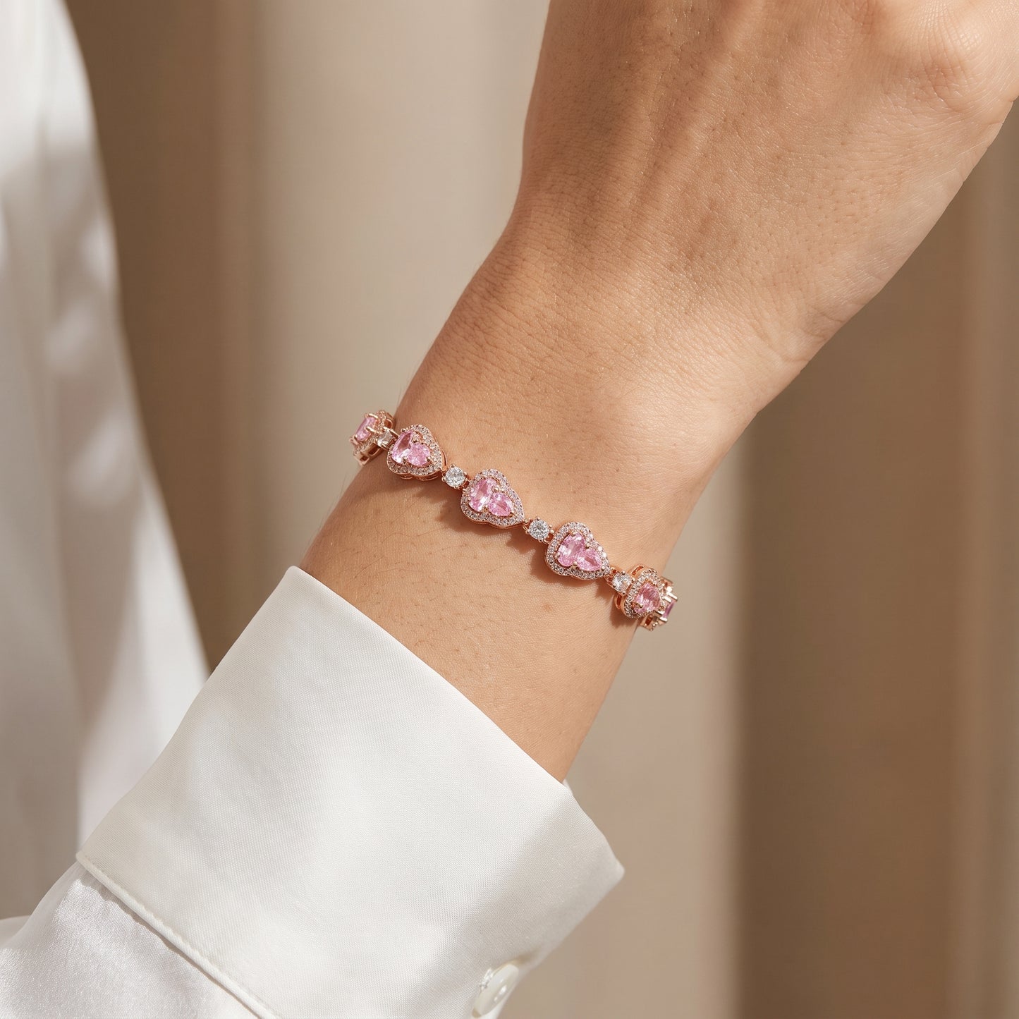 Gourd-Shaped / Double-Lobed CZ Link Tennis Bracelet